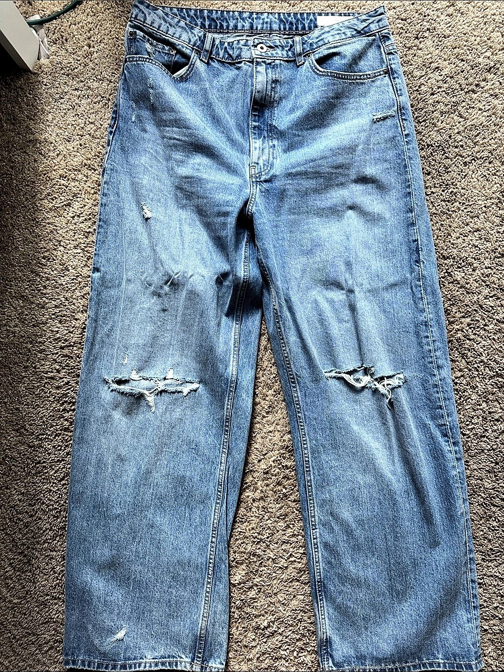 Zara Straight Leg Distressed Blue Jeans